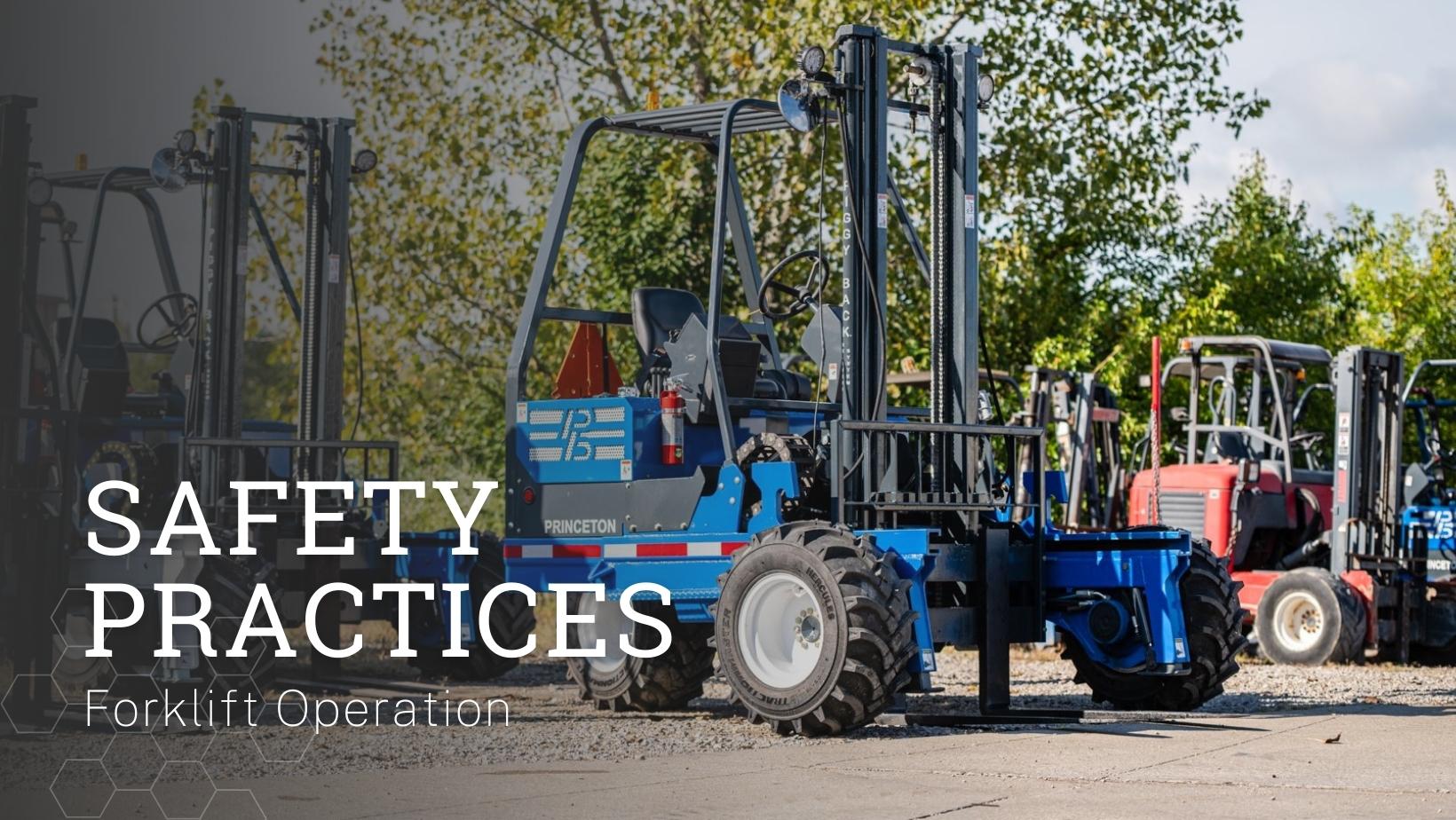 Forklifts in the background, picture sys Safety Practices Forklift Operations.